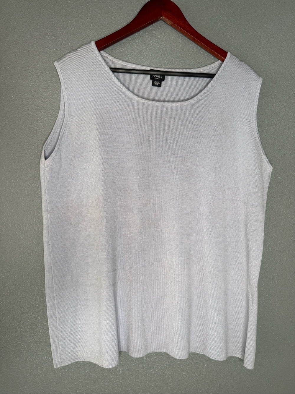 Eileen Fisher Woman 2X Light Blue Knit Sleeveless Tank Top Plus Size